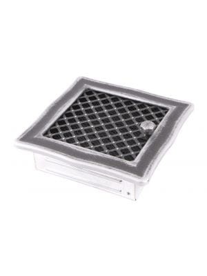 Kratka kominkowa wentylacyjna DECO 16x16cm z ĹĽaluzjÄ… srebrna patyna.jpg